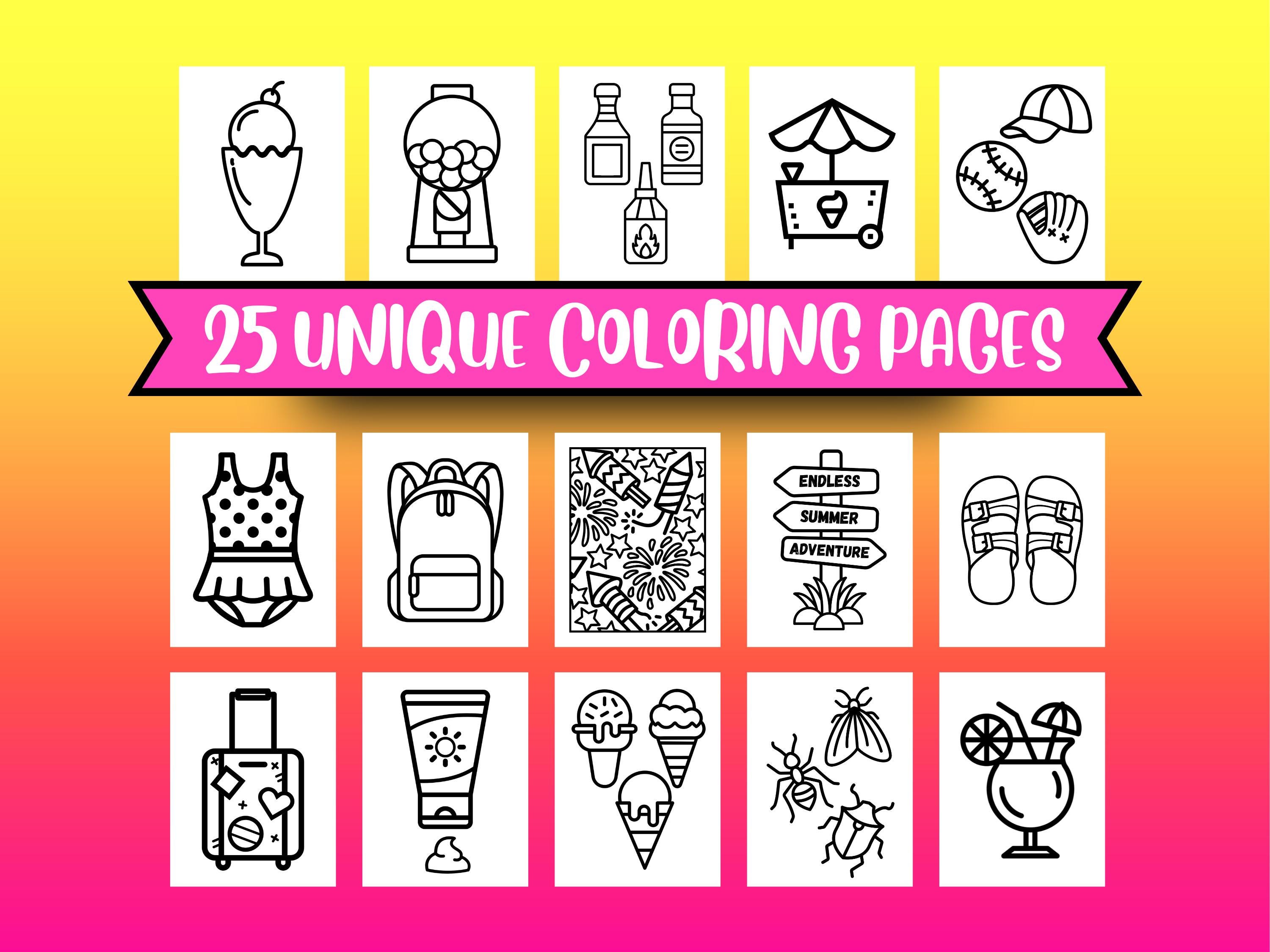 25 Summer Coloring Pages: Large Print for Adults & Kids (digital ...