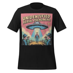 Funny UFO Abduction Shirt | Retro Alien T-Shirt | Unidentified Aerial Phenomena Tee | UAP Comic Graphic | Sci-Fi Farmer Gift Shirt