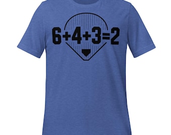 6+4+3=2 Baseball Double Play Shirt, Funny Math Baseball Tee, Gift for Baseball Fans, Coach Dad Player Softball Sports Graphic T-Shirt