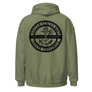 Crusty Shellback Navy Hoodie, Neptune's Warriors Anchor Design, Veteran Sailor Sweatshirt, Nautical Military Apparel Gift for Seafarers