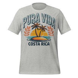 Pura Vida Costa Rica T-Shirt | Retro Sunset Island Tee with Palm Trees | Tropical Vacation Shirt | Beach Life Gift for Travel Lovers