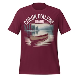 Coeur d’Alene Idaho Canoe Lake T-Shirt Retro Mountain Forest Tee Nature Lover Gift Outdoors Scenic Landscape Shirt Pacific Northwest Style