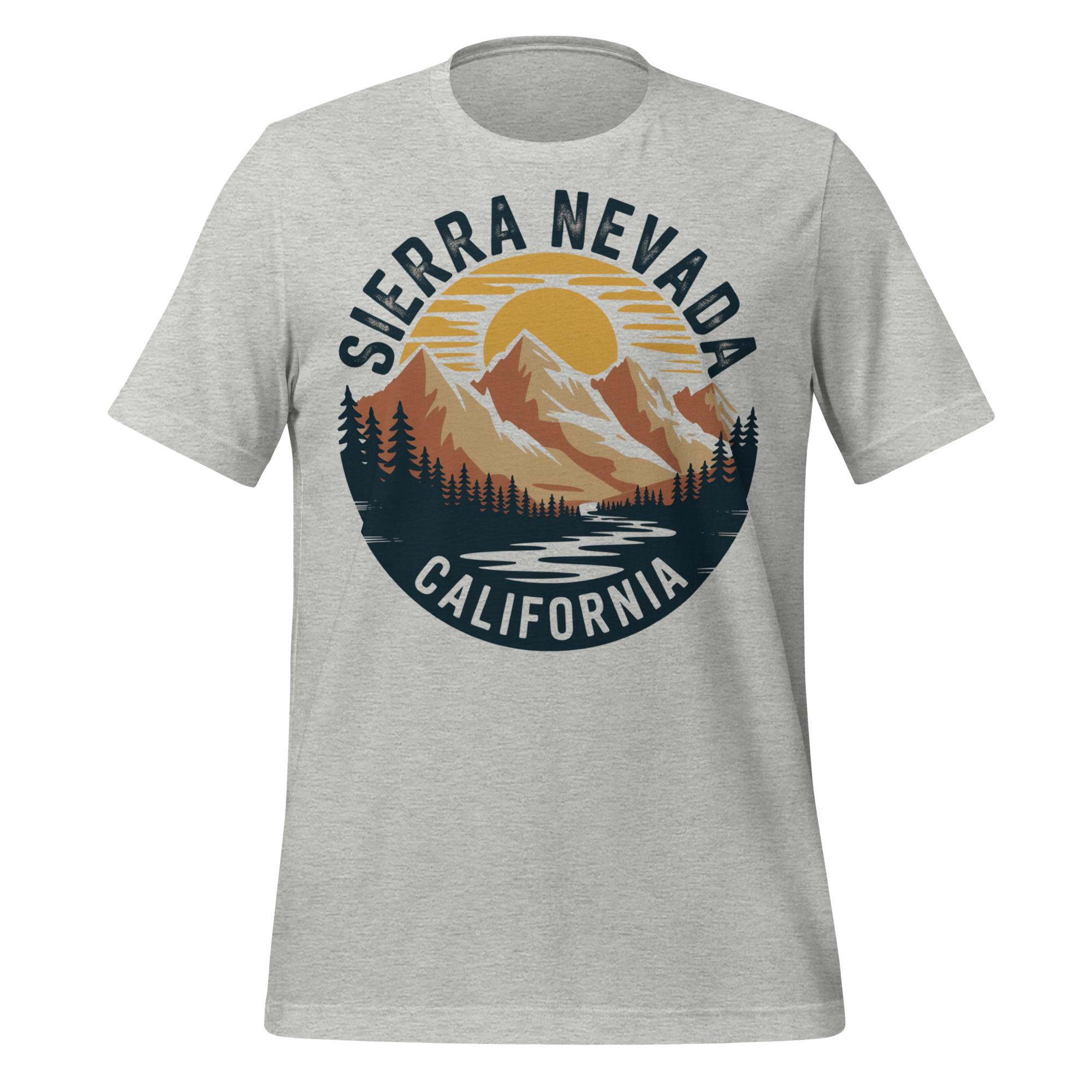 Sierra Nevada California T-Shirt | Retro Mountain Nature Tee | Outdoor Hiking Camping Gift | Scenic Wilderness Travel Adventure Shirt