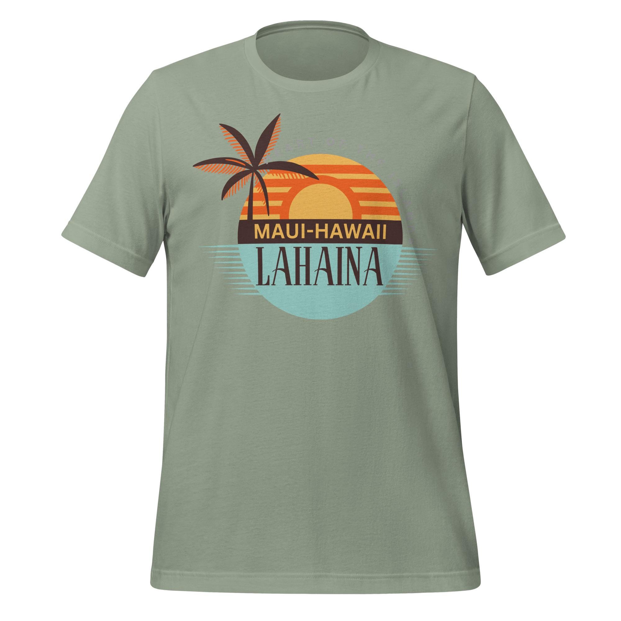 Lahaina Maui Hawaii Shirt Retro Sunset Palm Tree T-Shirt Island Style Aloha Coastal Vacation Apparel Heart of the Islands Top