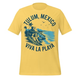 Tulum Mexico Viva La Playa Shirt | Mayan Ruins Beach T-Shirt | Coastal Mexico Souvenir | Yucatán Travel Tee | Ocean Cliff Retro Design