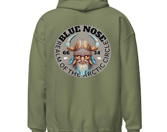 Blue Nose Arctic Circle Hoodie Viking Warrior 6634′ Realm Design Military Crossing Gift for Sailors Cold Weather Crew Veteran Pride