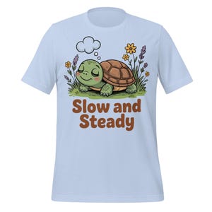 Uroczy, powolny i stały żółw dla miłośników zwierząt | Motywujący cytat żółwia | Zabawny, spokojny i relaksujący t-shirt dla dorosłych i dzieci