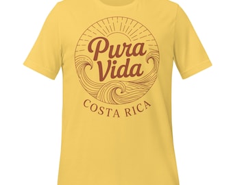 Pura Vida Costa Rica T-Shirt | Retro Travel Shirt for Beach Lovers | Tropical Surf Graphic Tee | Latin Vacation Aesthetic Shirt