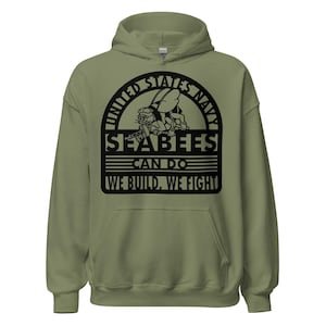 Military Seabees Inspired Hoodie for Veterans, Navy Support Apparel, Combat Construction Gift, We Build We Fight Patriotic Sweatshirt