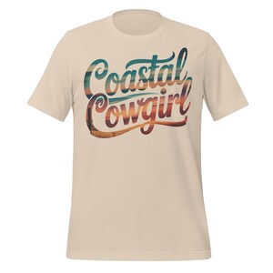 Coastal Cowgirl Sunset Shirt | Retro Beach Western Aesthetic T-Shirt | Trendy Country Girl Graphic Tee | Boho Rodeo Meets Ocean Vibes