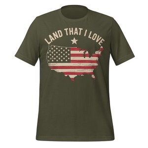 Shirt Land That I Love | Vintage T-shirt met patriottische kaart van de VS | T-shirt Amerikaanse vlag | 4 juli Independence Day Country Pride-kleding