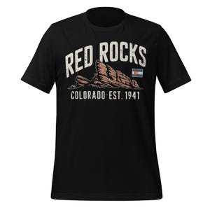 Red Rocks Colorado Est. 1941 Shirt, Vintage Colorado Flag T-Shirt, Red Rocks Amphitheater Tee, Hiking Nature Gift, Retro Travel Shirt