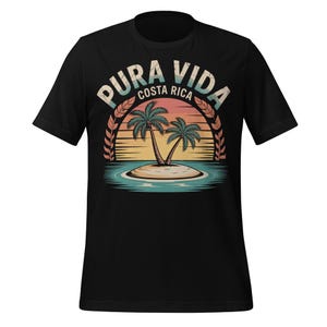 Pura Vida Costa Rica T-Shirt | Retro Sunset Palm Tree Tee | Tropical Island Beach Shirt | Vacation Gift | Travel Aesthetic Shirt