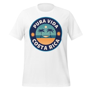 Pura Vida Costa Rica Shirt Retro Tropical Hammock Beach Tee Palm Tree Sunset Graphic for Travelers, Vacation, Surf, or Jungle Lifestyle