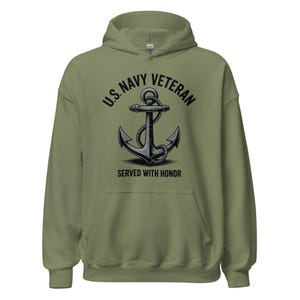US Navy Veteran Hoodie Served With Honor Anchor Design Military Gift for Veterans Patriotic Sailor Pride Veteran Day Hoodie for Men & Women
