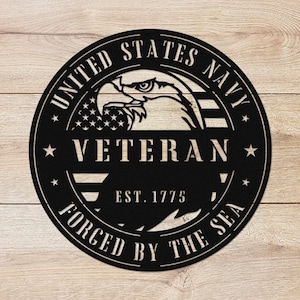 United States Navy Veteran Forged by the Sea Metal Decor. United States Navy Veteran Wall Decor . Navy Veteran Gift Navy Gift Patriotic