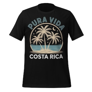 Pura Vida Costa Rica T-Shirt | Retro Palm Tree Beach Tee | Tropical Vacation Shirt | Ocean Sunset Graphic | Chill Travel Souvenir Gift