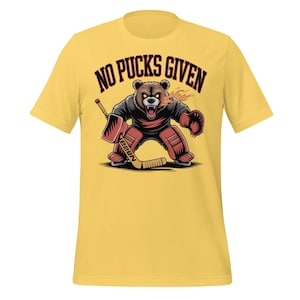 面白いホッケーゴールキーパーシャツ。パックはもらえません。ベアTシャツ。ホッケー選手やゴールキーパーファンへのギフト。アイスリンクのユーモアTシャツ。男性にも女性にも。