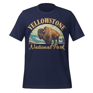 Yellowstone National Park Bison Shirt Retro Western Buffalo Tee Scenic Wildlife Top for Hiking, Outdoors, Nature Travel or Souvenir