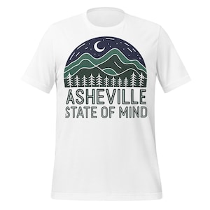 Asheville State of Mind Shirt, minimalistisches Berg Mond T-Shirt, Blue Ridge Outdoors T-Shirt, Western Öffner Natur Geschenk, Wandern Souvenir Shirt