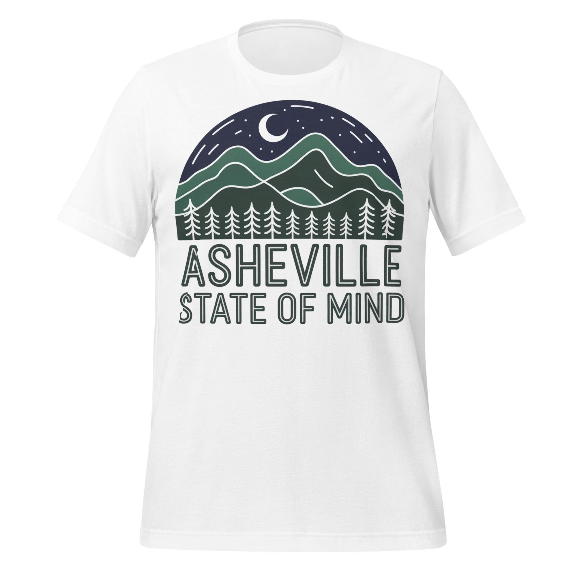 Asheville State of Mind Shirt, Minimalist Mountain Moon Tee, Blue Ridge Outdoors T-Shirt, Western NC Nature Gift, Hiking Souvenir Shirt