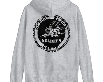 Seabees Inspired Military Hoodie for Veterans, Navy Support Gift, Combat Builder Motto Sweatshirt, We Build We Fight Can Do Design