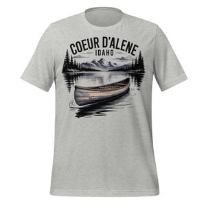 Coeur d’Alene Idaho Canoe Shirt – Lake Nature Scene Tee, Vintage Mountain Landscape T-Shirt, Outdoorsy Idaho Gift for Travelers