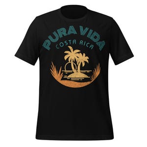 Pura Vida Costa Rica T-Shirt, Tropical Sunset Palm Tree Tee, Beach Life Vacation Shirt, Retro Travel Vibes Shirt for Nature Lovers
