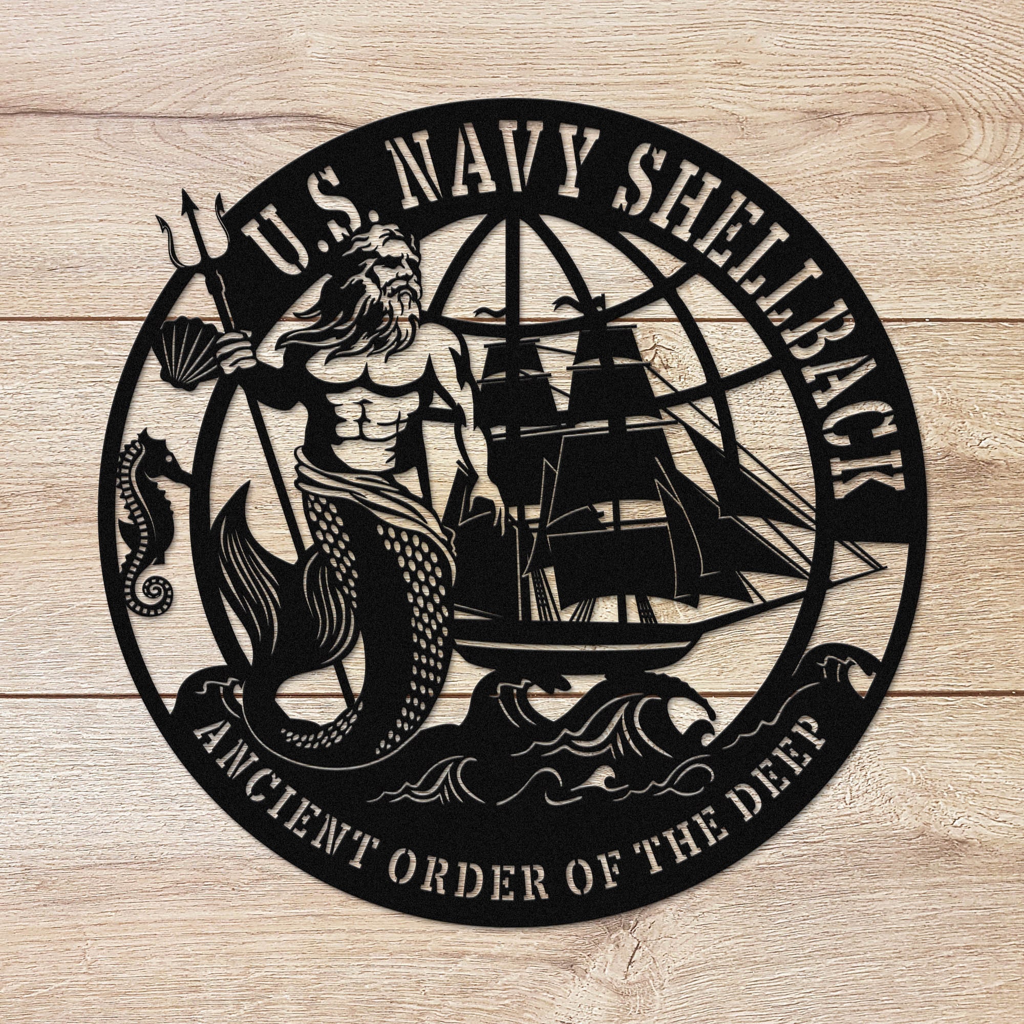 U.S. Navy Shellback Metal Wall Art Sign Ancient Order of the Deep