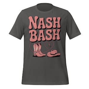 Nash Bash vrijgezellenshirt, Nashville Girls Trip-T-shirt, cowboylaarzen en hoed partytop, T-shirt western Bride Squad, Country Weekend