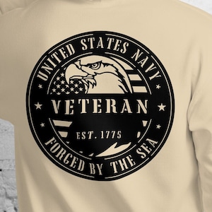 Navy Veteran Forged By the Sea Unisex Hoodie Navy Veteran Sweatshirt With Hood US Navy Patriotic Gift Navy Hoodie US Navy Clothing
