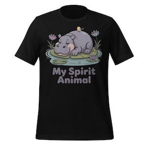 Funny Hippo Spirit Animal Shirt | Cute Lazy Hippopotamus Design for Animal Lovers | Relaxed Mood Graphic Tee for Adults and Kids