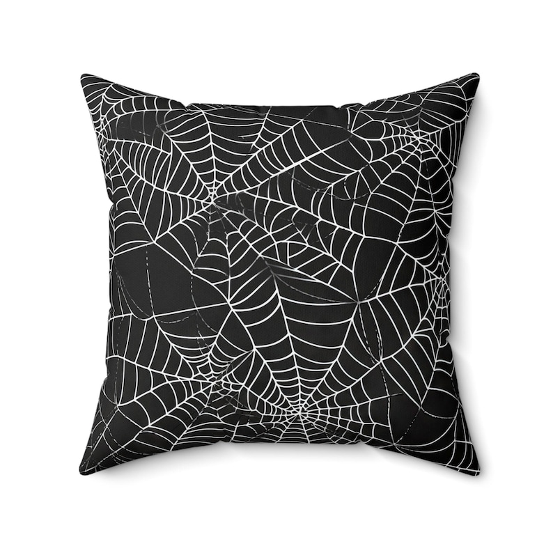 Halloween Pillow, Spiderweb Halloween Throw Pillow, Spooky Pillow Cover, Halloween Decor, Spider Web Accent Pillow, Creepy Cobweb Pillow image 2