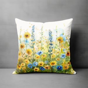 Wildflower Pillow, Floral Throw Pillow, Wildflower Pillow Covers, Throw Pillow Covers, Yellow Pillow, Floral Pillowcase, Floral Home Decor bild 7