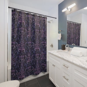Unique Shower Curtain - Deep Purple Bathroom Decor, Gothic Shower Curtain, Victorian Purple Whimsical Bathroom Decor