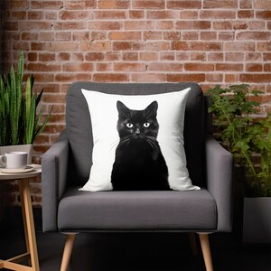 Halloween Pillow, Black Cat Throw Pillow, Pillow Cover, Black Cat Decor, Halloween Decor, Black Cat Accent Pillow, Halloween Pillowcase image 7