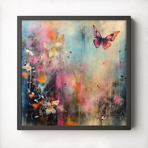 Abstract Butterflies Printable Wall Art, Digital Download, Wall Decor, Art Print, Butterfly Painting, vibrant colors, expressive art