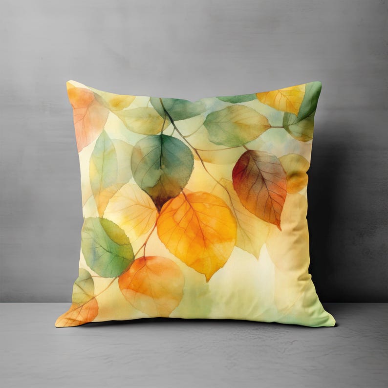 Fall Leaves Throw Pillow, Leaf Pillow Covers, Abstract Leaves Throw