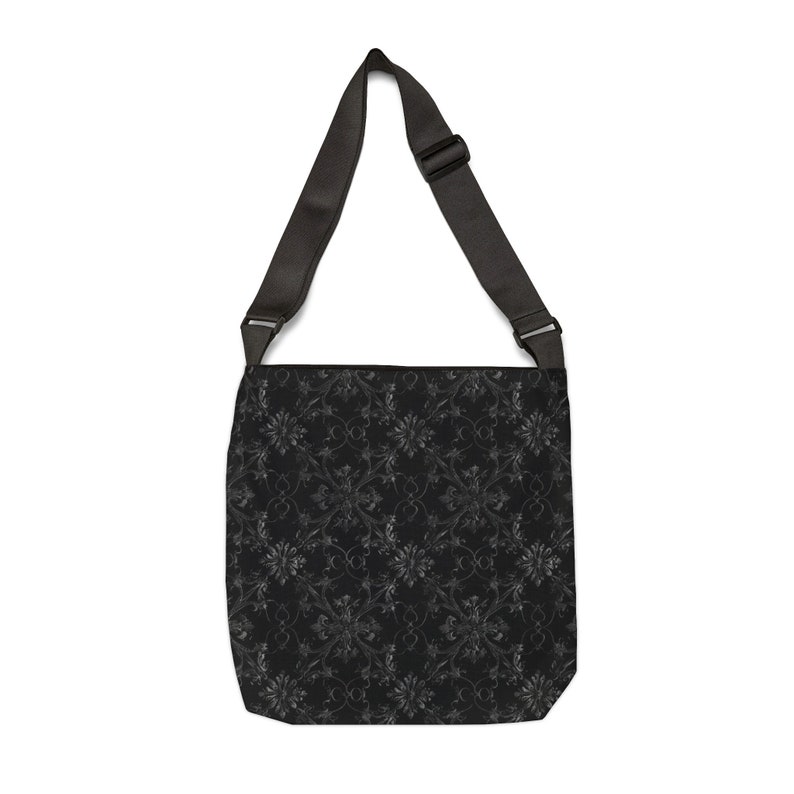 Gothic Tote Bag - Adjustable Strap Tote Bag - Cute Tote with Zipper Pocket, Black Tote Bag, Trendy Tote Bag, Unique Shoulder Bag Gift image 4