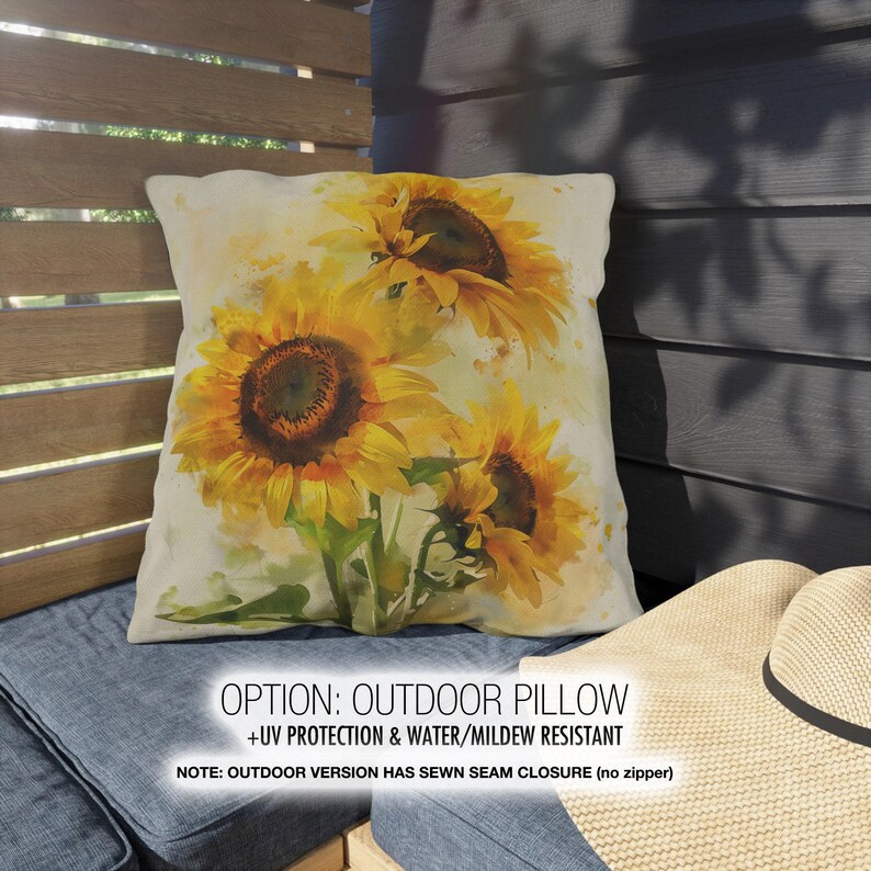Sunflower Pillow, Sunflowers Pillow Covers, Sunflower Throw Pillow, Summer Pillow Covers, Yellow Pillow, Throw Pillow, Floral Home Decor OUTDOOR PILLOW