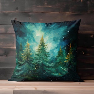 Winter Pillow, Christmas Throw Pillow Covers, Evergreen Trees Decor, Green Winter Pillowcase, Christmas Accent Pillow, Christmas Tree Pillow