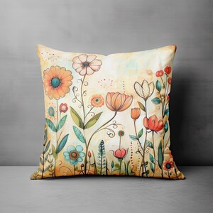 Unique Throw Pillow, Floral Throw Pillow, Wildflower Pillow Covers, Art Throw Pillow Covers, Spring Pillow, Summer Pillow, Gift for Mom Bild 6