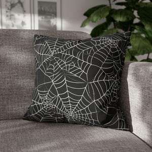 Halloween Pillow, Spiderweb Halloween Throw Pillow, Spooky Pillow Cover, Halloween Decor, Spider Web Accent Pillow, Creepy Cobweb Pillow image 3