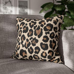 Leopard Print Throw Pillow Cover - Warm Earth Tone Cheetah Classic Animal Print Eclectic Safari Chic Beige Home Decor