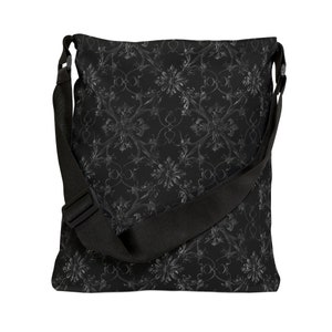 Gothic Tote Bag - Adjustable Strap Tote Bag - Cute Tote with Zipper Pocket, Black Tote Bag, Trendy Tote Bag, Unique Shoulder Bag Gift image 1