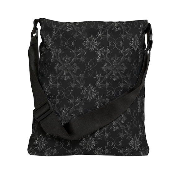 Gothic Tote Bag - Adjustable Strap Tote Bag - Cute Tote with Zipper Pocket, Black Tote Bag, Trendy Tote Bag, Unique Shoulder Bag Gift