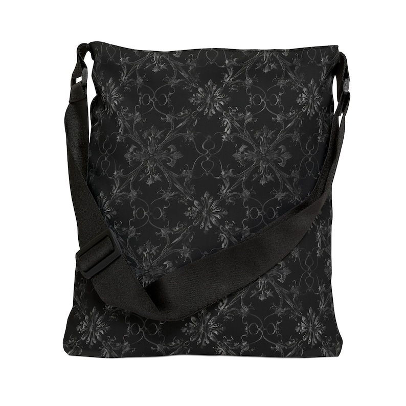 Gothic Tote Bag - Adjustable Strap Tote Bag - Cute Tote with Zipper Pocket, Black Tote Bag, Trendy Tote Bag, Unique Shoulder Bag Gift image 1