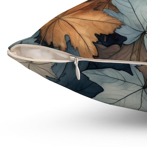 Fall Pillow, Throw Pillow Covers, Blue Autumn Leaves Decor, Pillowcase, Pillow Cover, Nature Pillow, Couch Pillow, Neutral Gray Home Decor image 3
