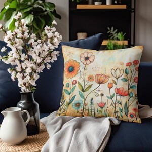 Unique Throw Pillow, Floral Throw Pillow, Wildflower Pillow Covers, Art Throw Pillow Covers, Spring Pillow, Summer Pillow, Gift for Mom Bild 8