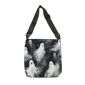 Halloween Tote Bag - Adjustable Strap Tote Bag - Halloween Ghosts Tote Bag with Zipper, Spooky Gothic Tote Bag, Halloween Shoulder Bag Bild 3